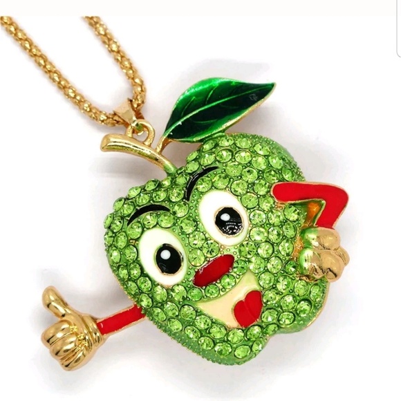 New crystal green Apple Necklace - Picture 1 of 1